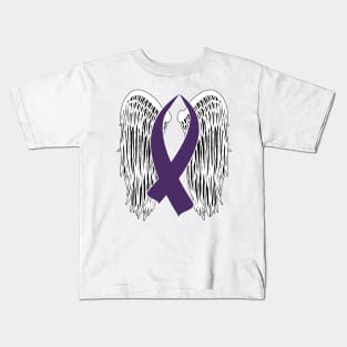 Winged Awareness Ribbon (Purple) Kids T-Shirt